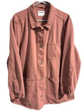 Old Navy Oversized Workwear Shacket Dusty Rose Pink XXL Denim Chore Jacket